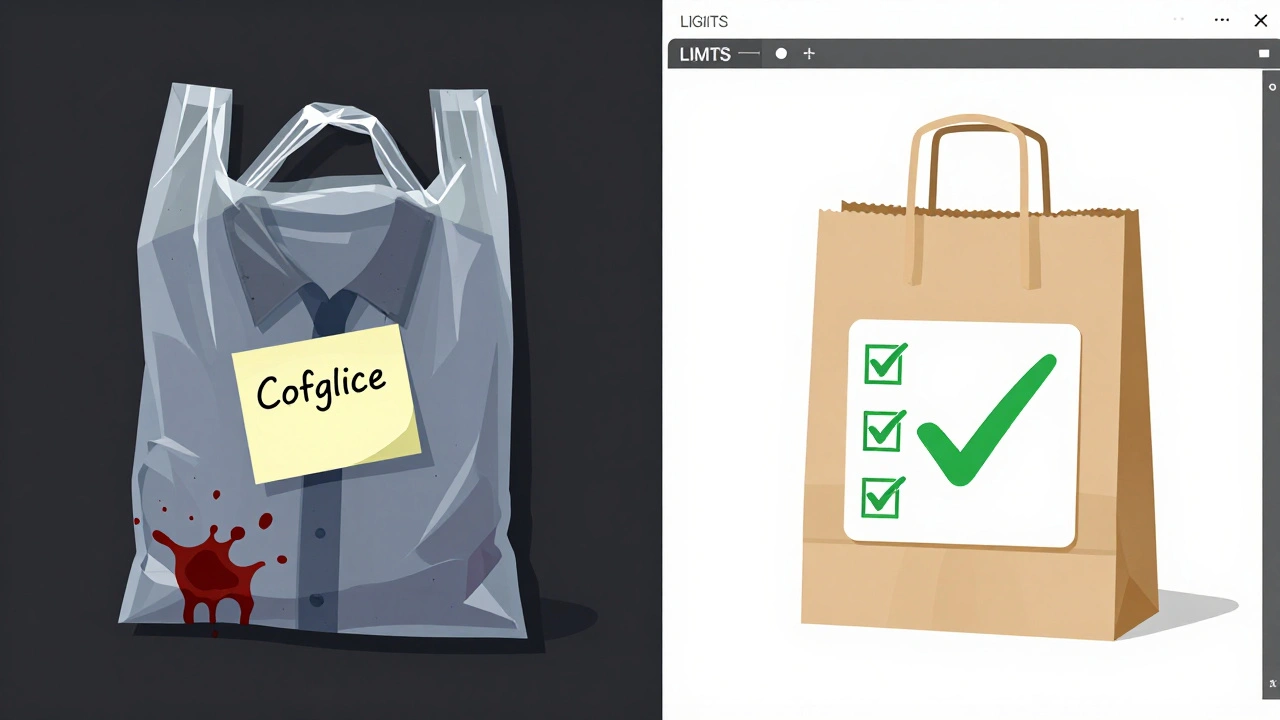 Contrast between improper and proper evidence packaging for forensic submission.