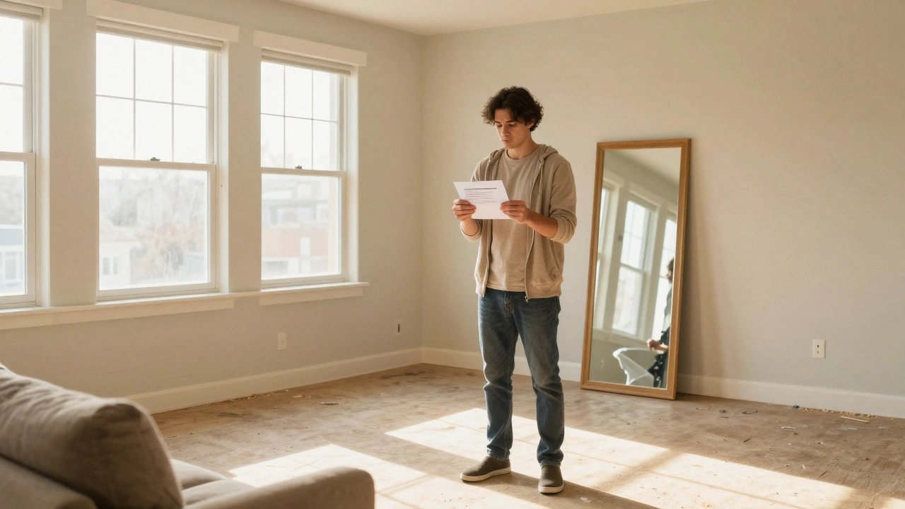 A family member standing in a restored room with sunlight streaming in, holding a victim compensation letter, symbolizing recovery.