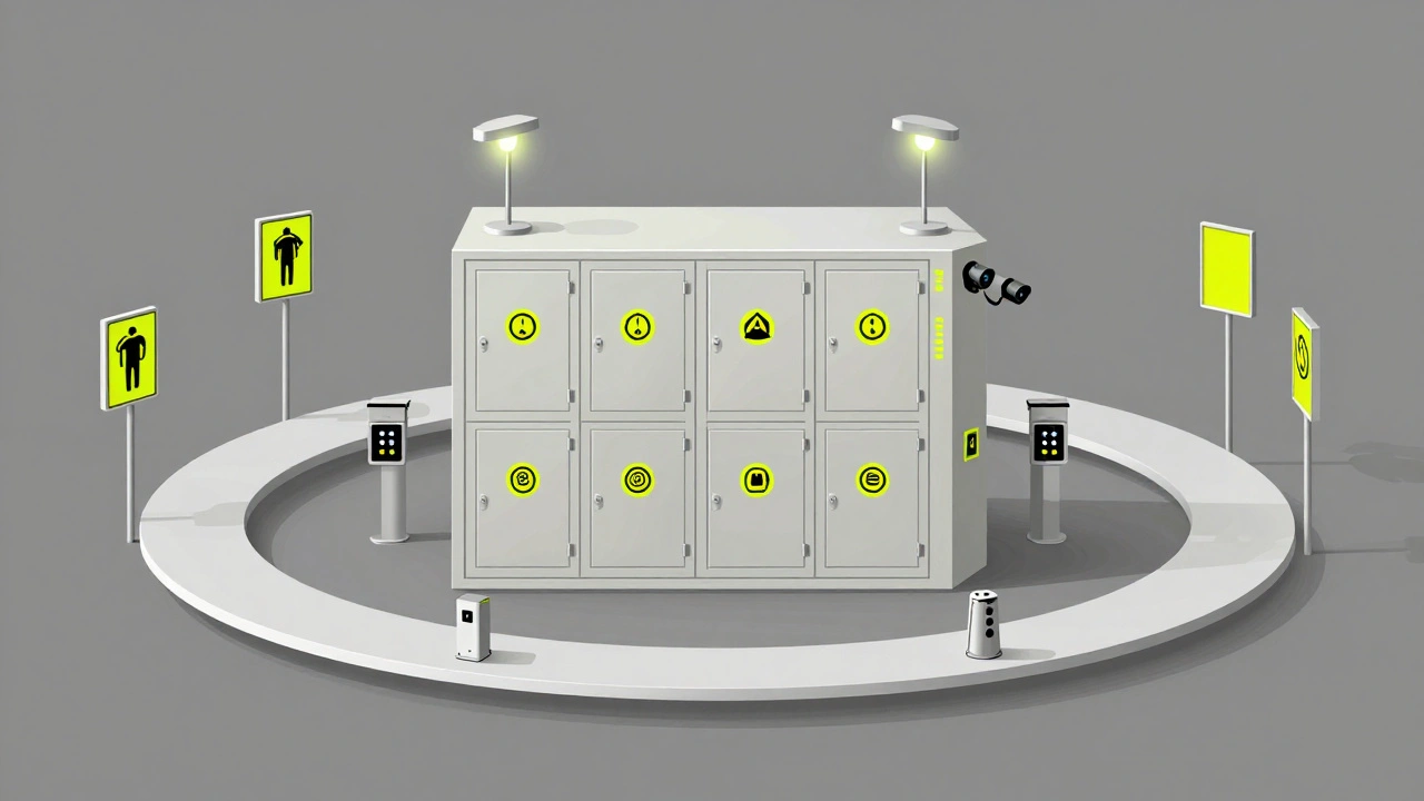 Conceptual layered security system for forensic labs showing deterrent, preventive, and detective controls in schematic form.