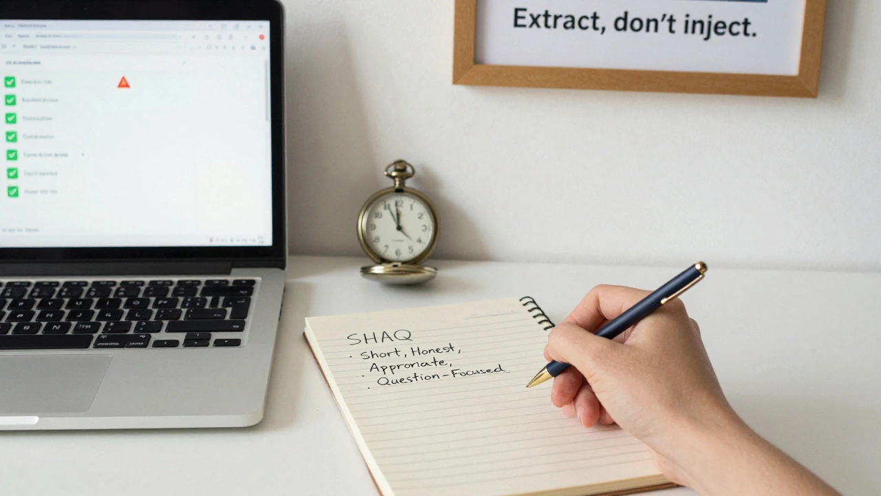 Desk with legal notes, AI alignment tool, and a pocket watch, symbolizing preparation timing.