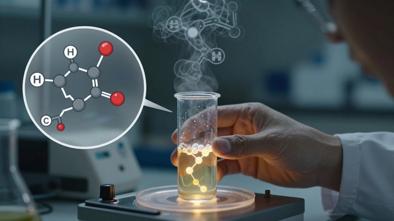 Lab technician performing enzymatic hydrolysis on a urine sample, revealing hidden benzodiazepine metabolites through molecular transformation.
