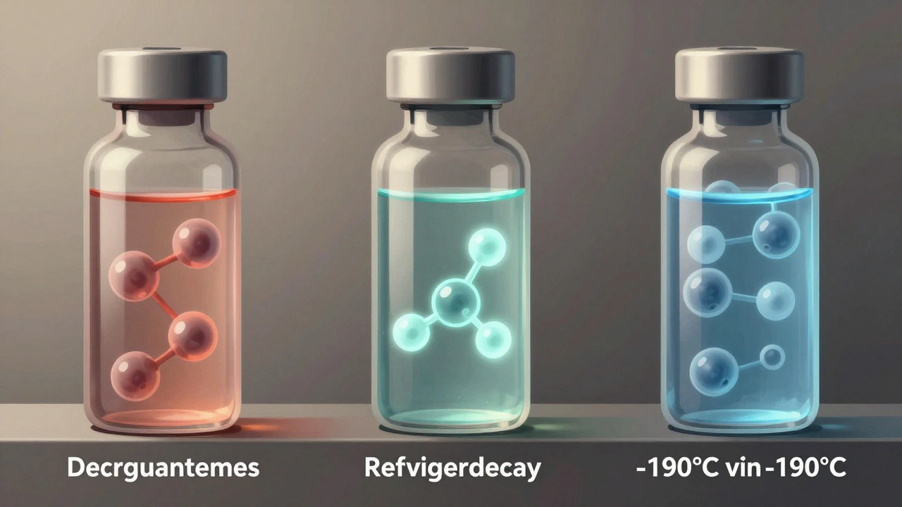 Three-stage timeline showing sample degradation and cryogenic preservation