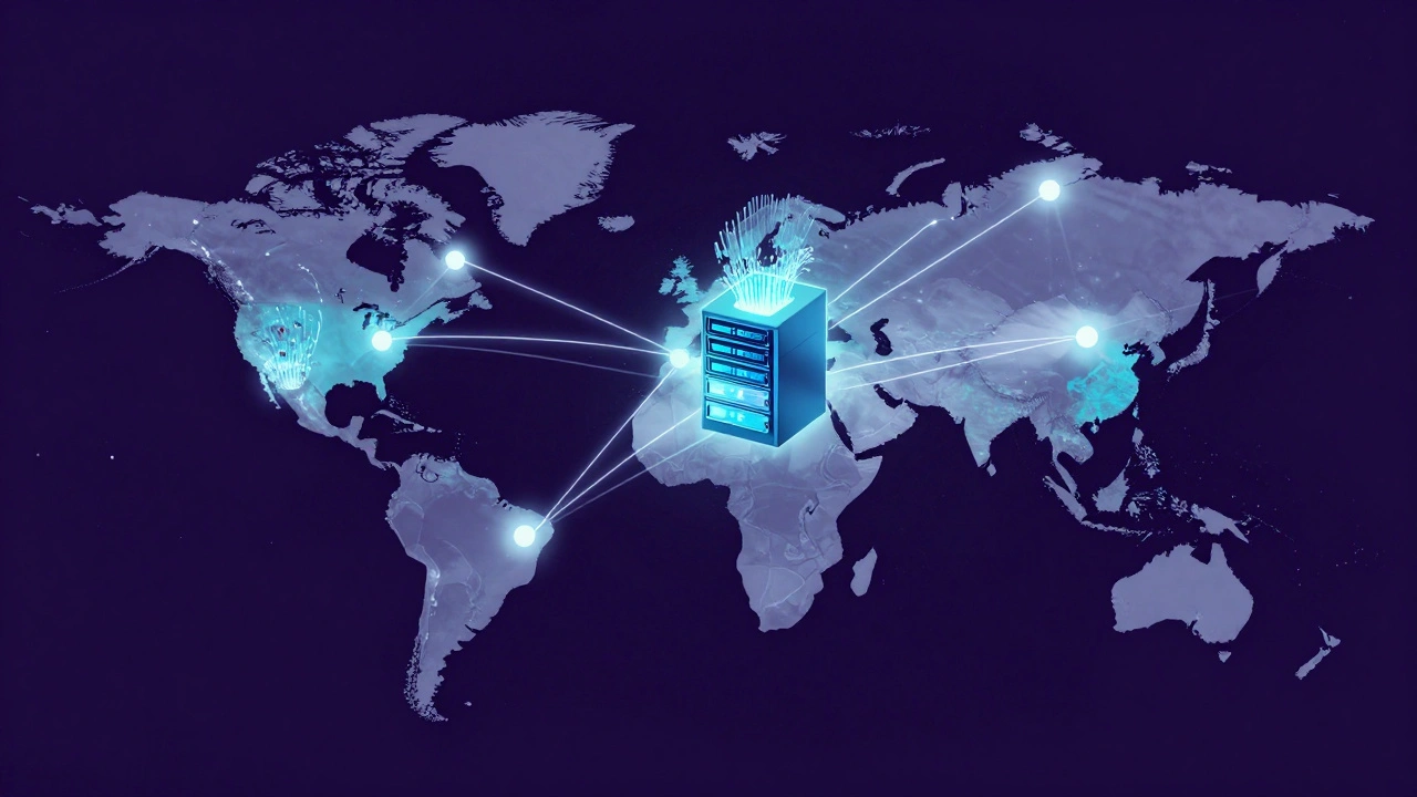 Abstract visualization of a national ballistic data network.