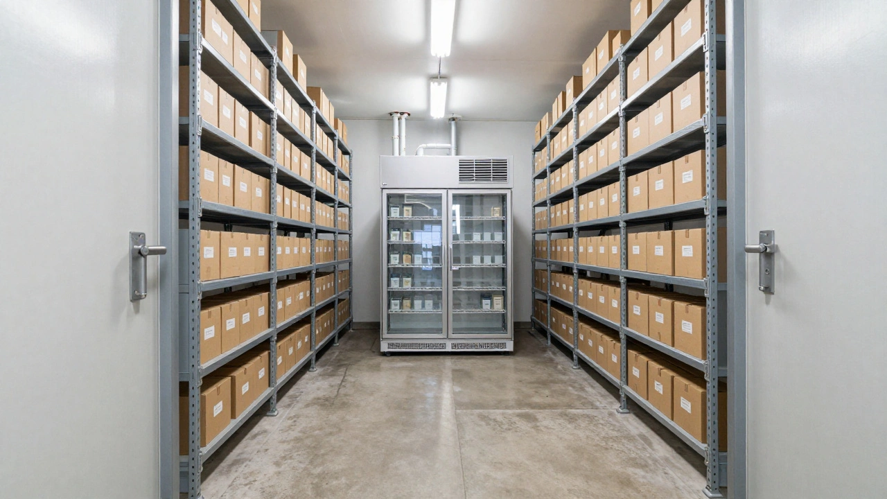 Sterile evidence vault with climate controlled freezers.