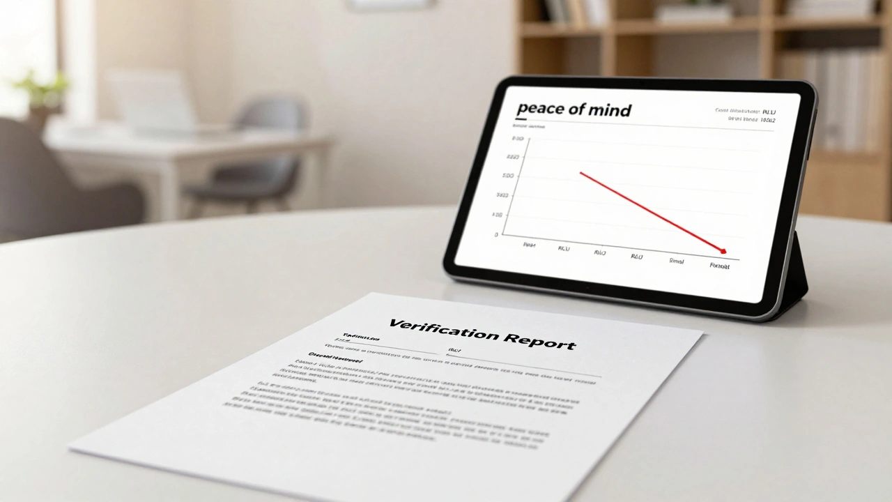 A verification report and data graph showing a successfully sanitized room.