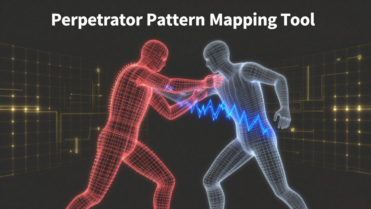 Abstract figures in a struggle overlaid with a glowing data grid and pattern lines.