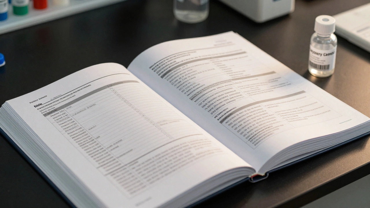 An open forensic quality manual and a proficiency testing sample on a lab bench