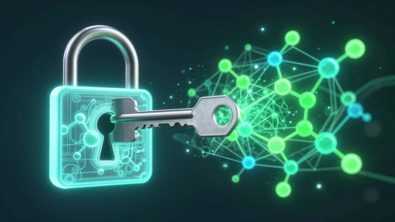 Conceptual illustration of molecular locks and holographic chemical networks