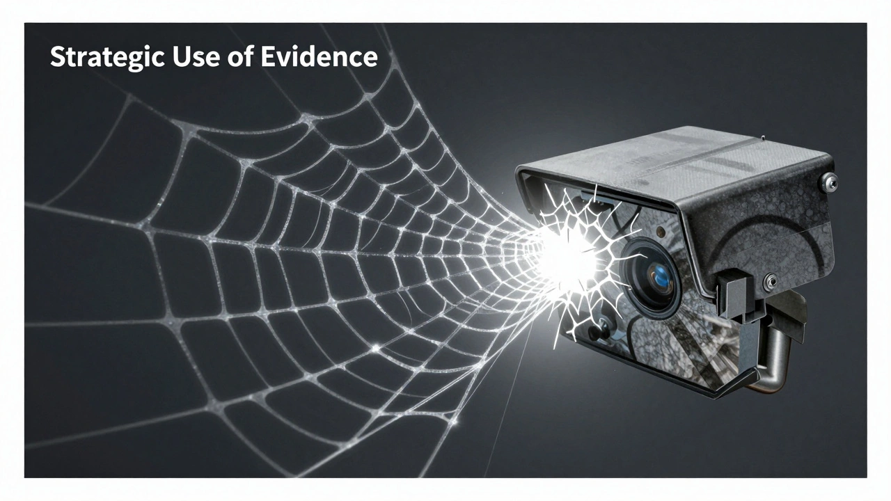 Conceptual image of evidence shattering a web of lies to represent the SUE technique