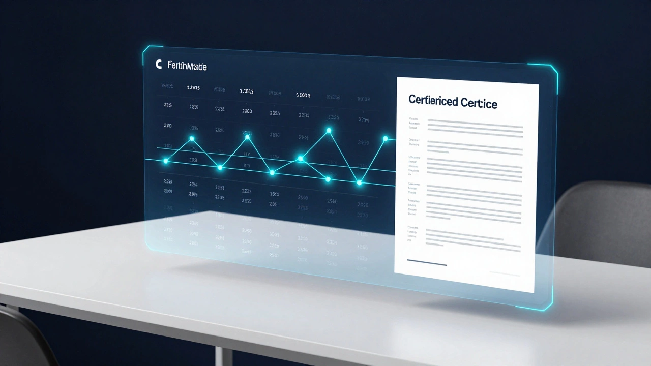 Digital holographic interface showing version control and metadata for a forensic report
