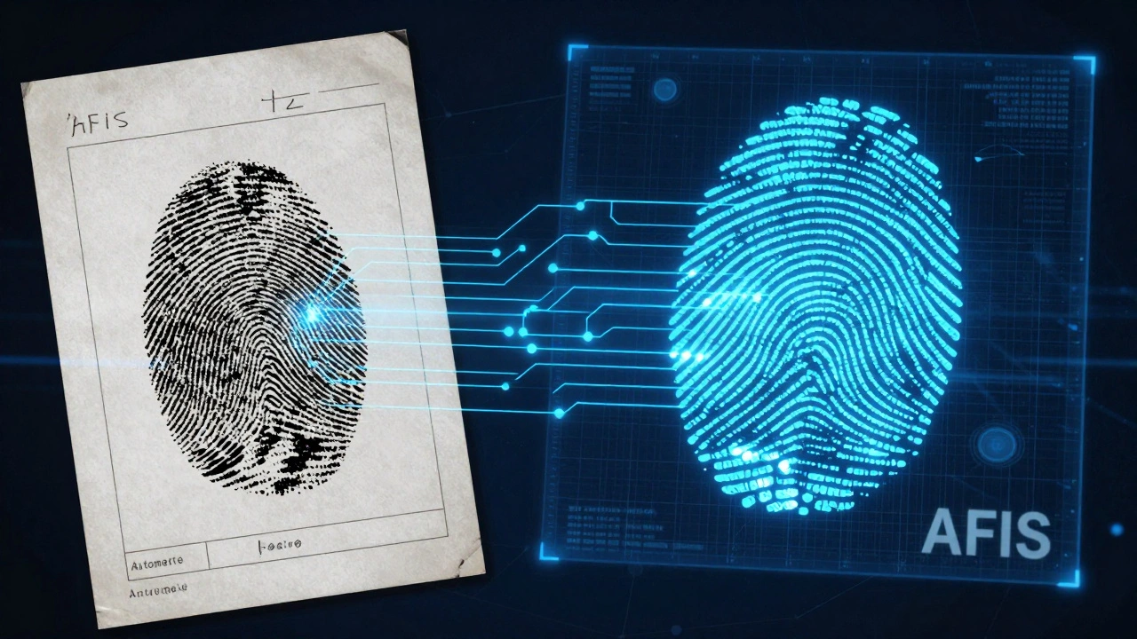Digital transformation of an old fingerprint card into a holographic algorithmic data map.