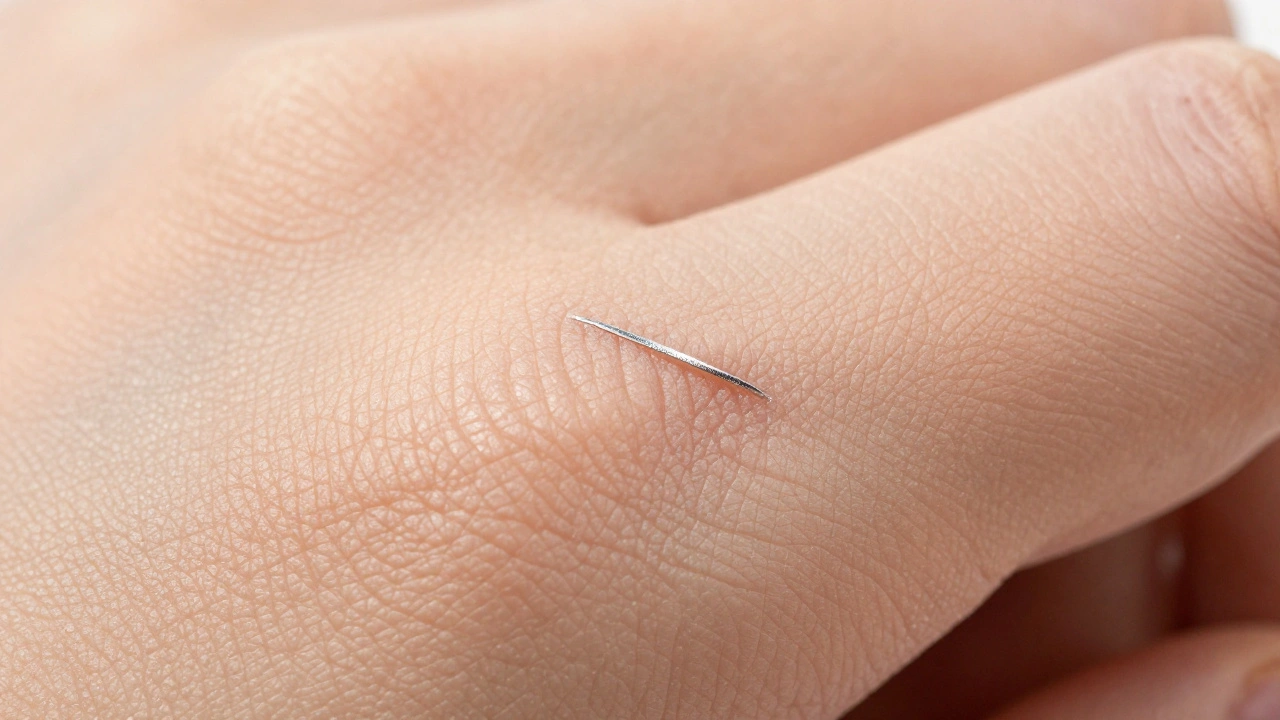 Macro view of fingerprint ridges with a permanent scar as an identifying mark