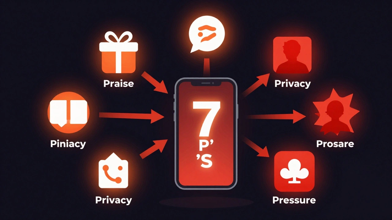 Abstract graphic showing stages of online grooming tactics