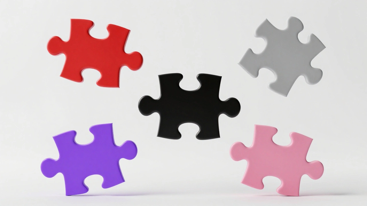 Abstract puzzle pieces representing stalker types
