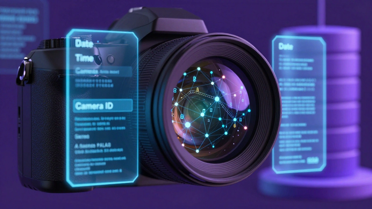 AI and blockchain technology securing forensic photo metadata