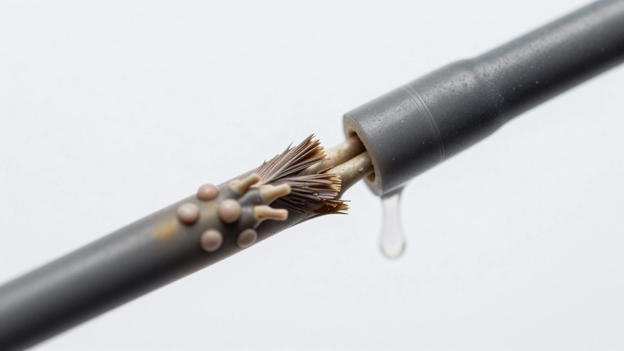 Close-up comparison of electrical arc beads versus fire-melted wire