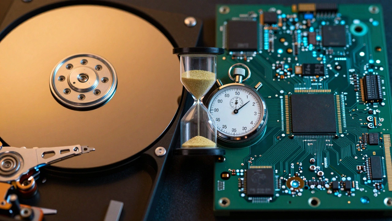 Comparison of HDD and SSD drives highlighting different data persistence times