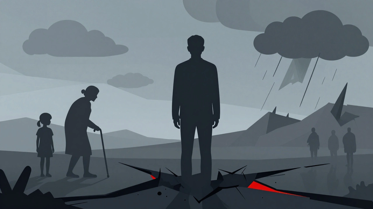 Conceptual art showing vulnerable groups and environmental risks for missing persons