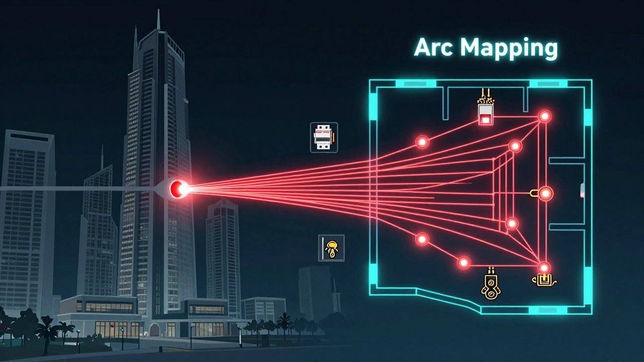 Diagram illustrating arc mapping sequence in a fire investigation