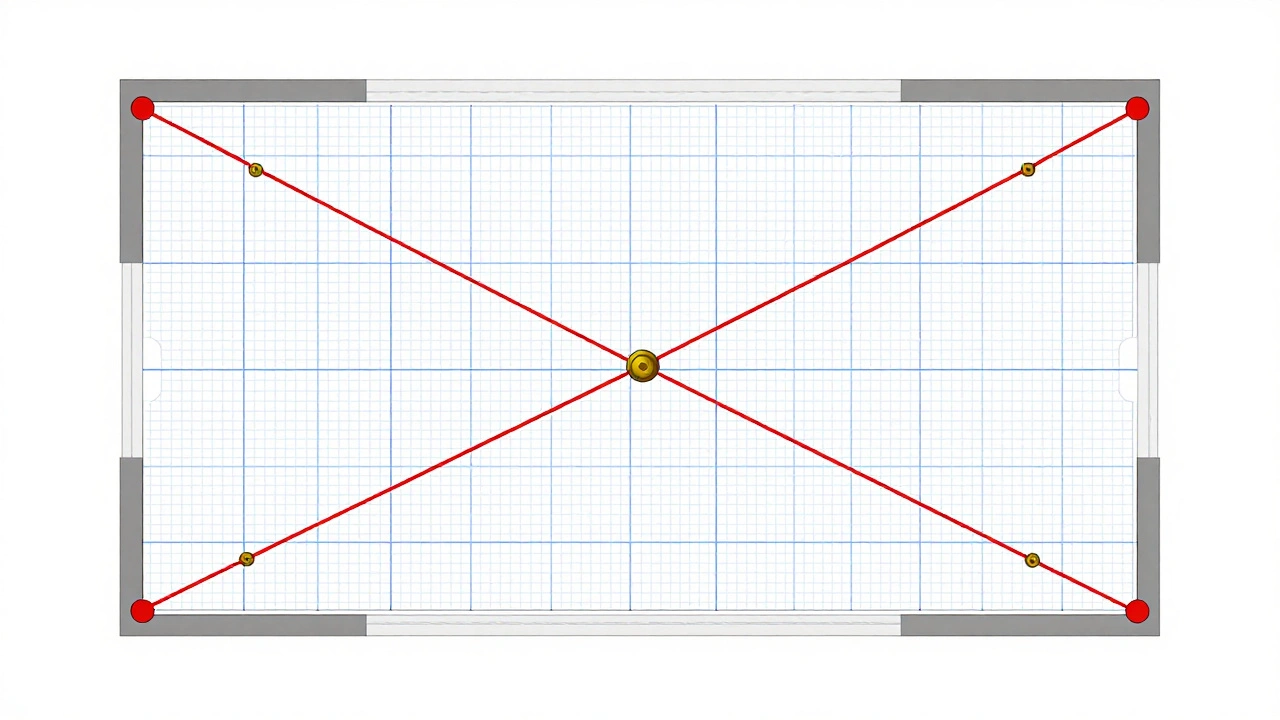 Diagram showing triangulation mapping of evidence on floor