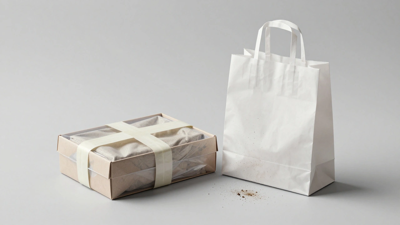 Forensic evidence securely packed in rigid box vs loose bag