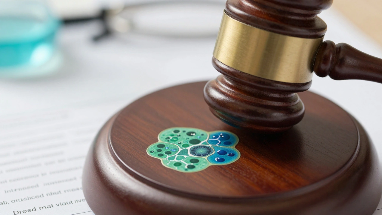 Gavel on a surface made of microscopic biological cells