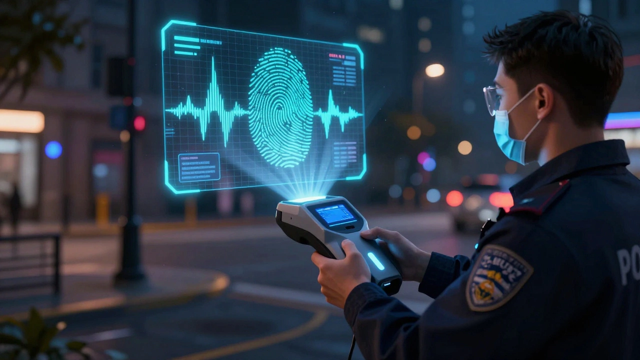 Holographic spectral data projection from a forensic analyzer in urban setting