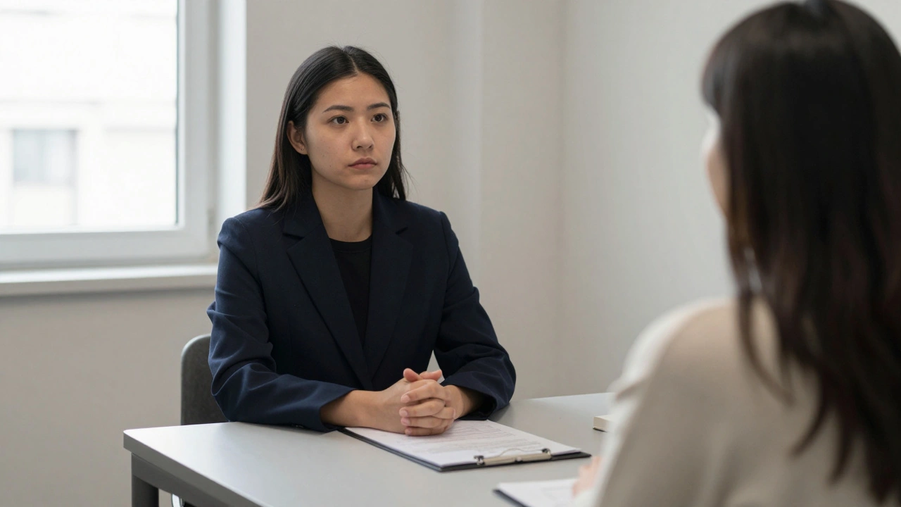 Investigator conducting a calm, private interview with a witness