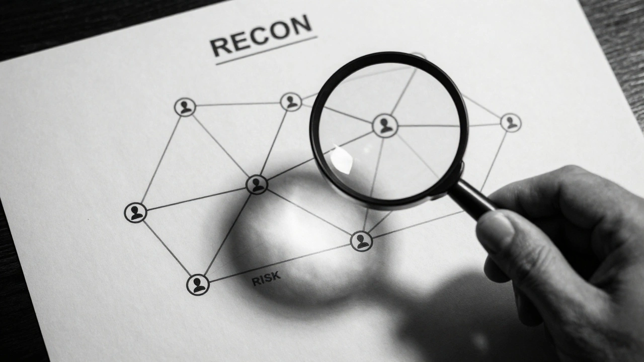 Magnifying glass over a risk assessment diagram