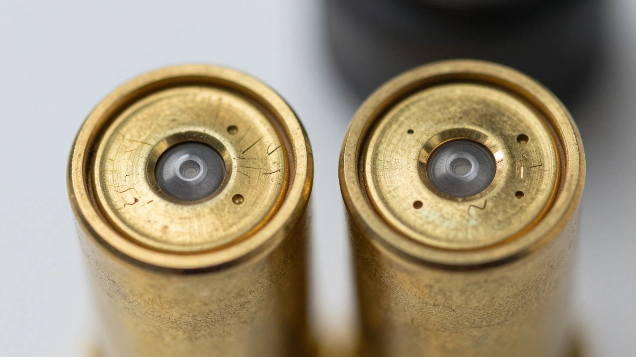 Microscopic view of firing pin marks on cartridge cases