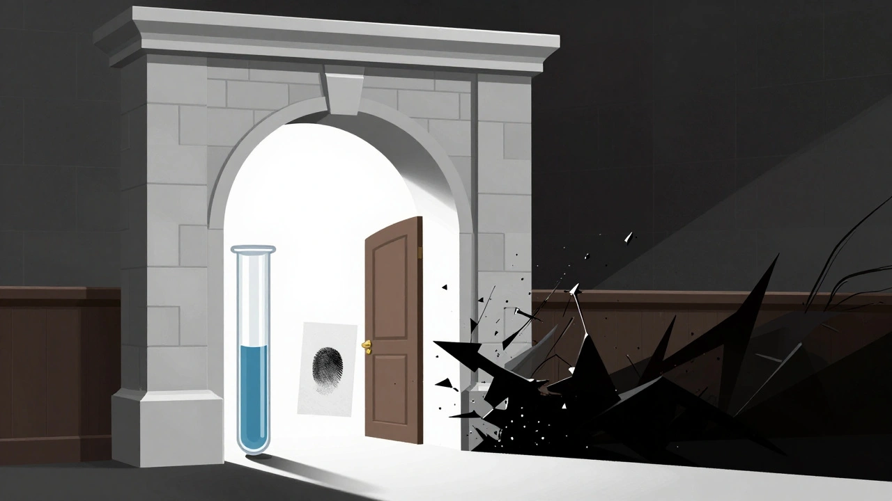 Symbolic archway separating accepted science from disputed evidence
