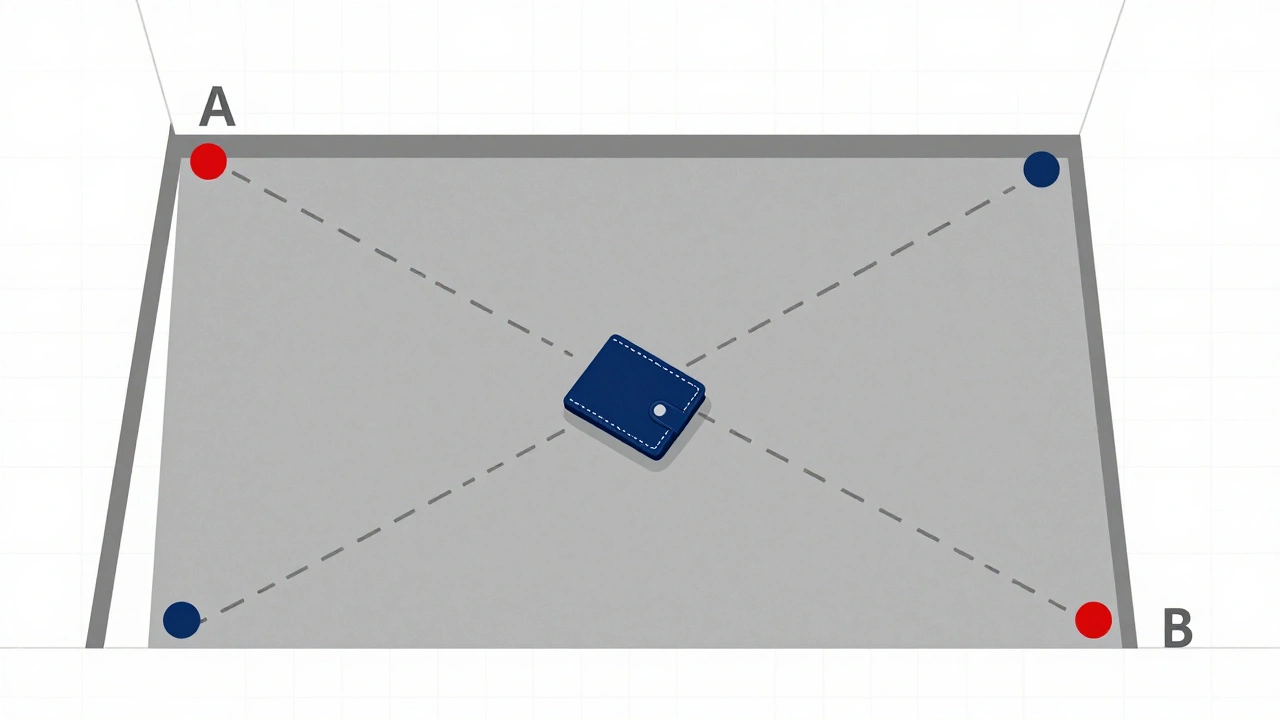 Technical diagram illustrating triangulation method for evidence placement