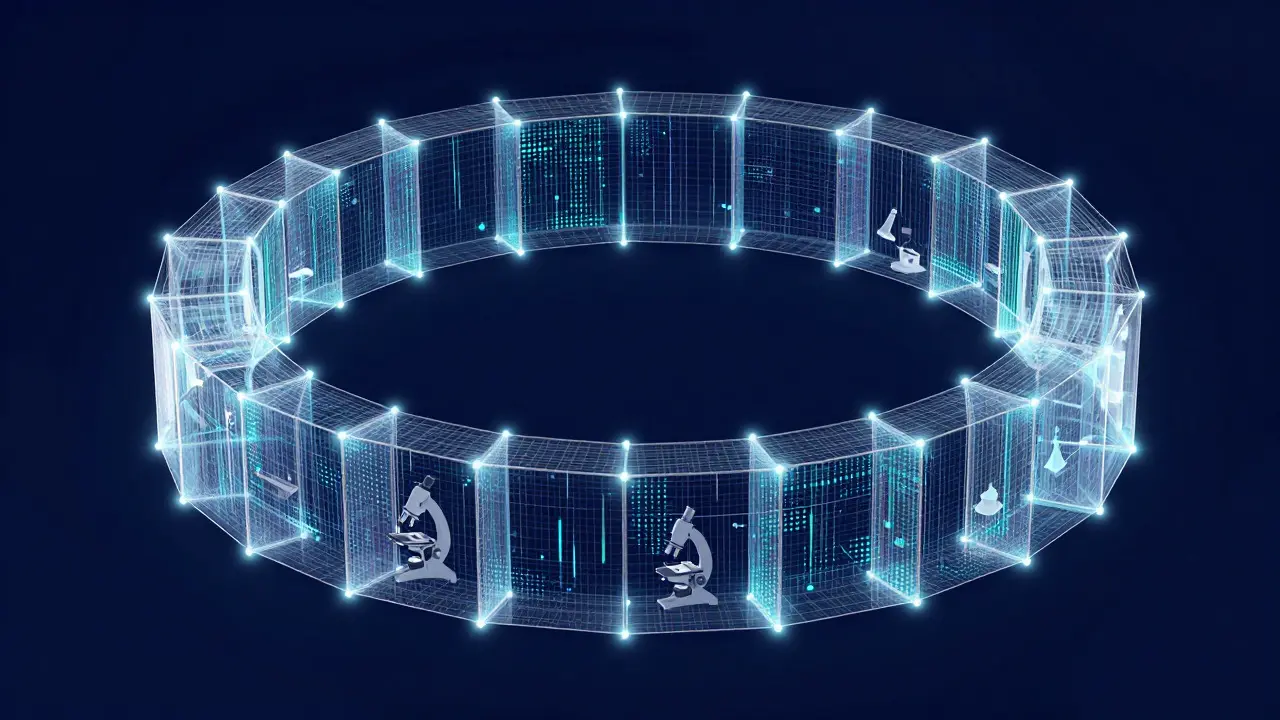 Abstract concept art representing scientific reproducibility and precision