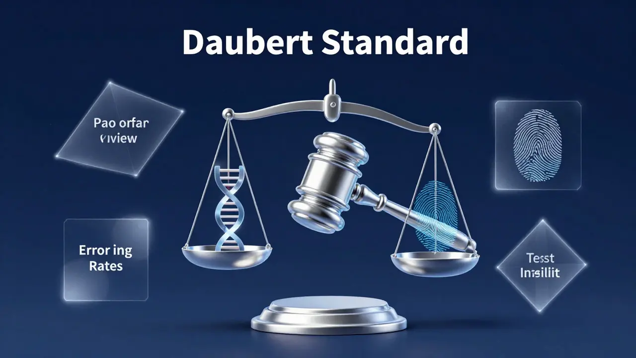 Abstract concept of legal scientific standards with a gavel and DNA model