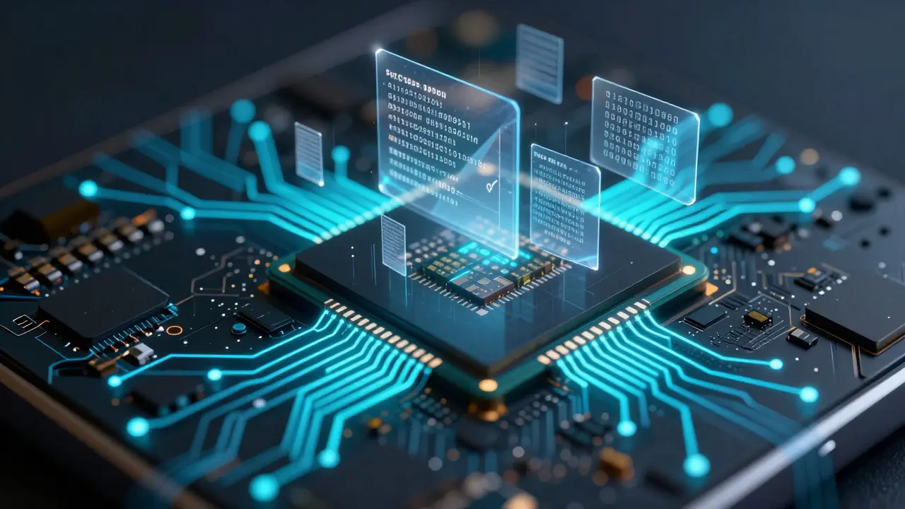 Abstract visualization of data streams inside a phone chip
