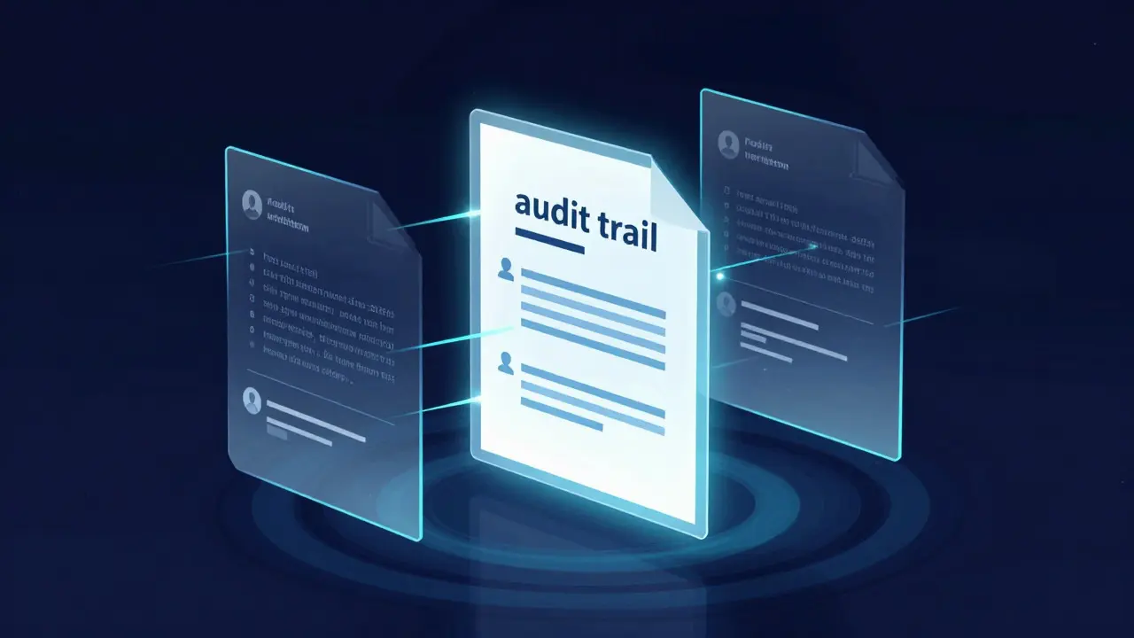 Abstract visualization of layered document history and audit trails