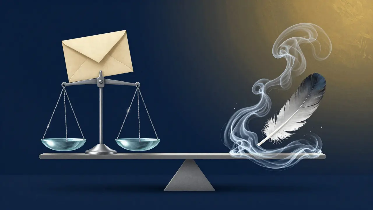 An abstract illustration showing a balance scale comparing rigid glass structures with fluid water forms.