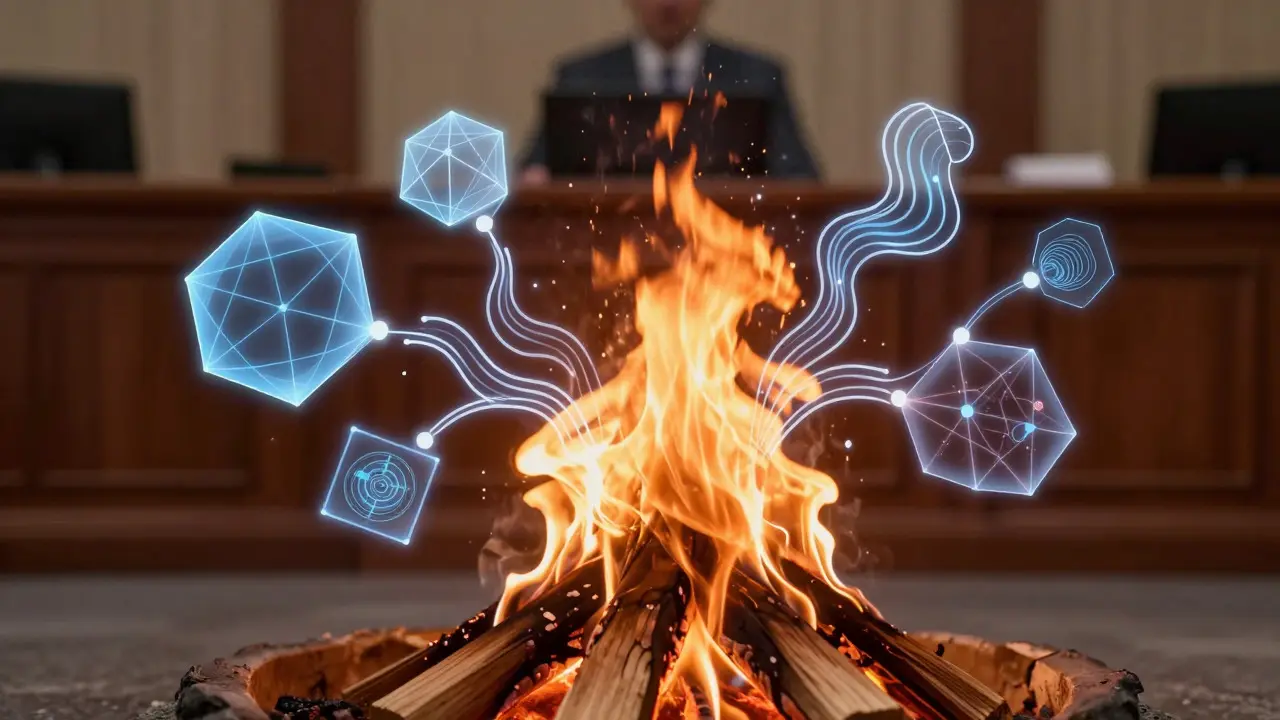 Conceptual art showing fire science explained via campfire analogy