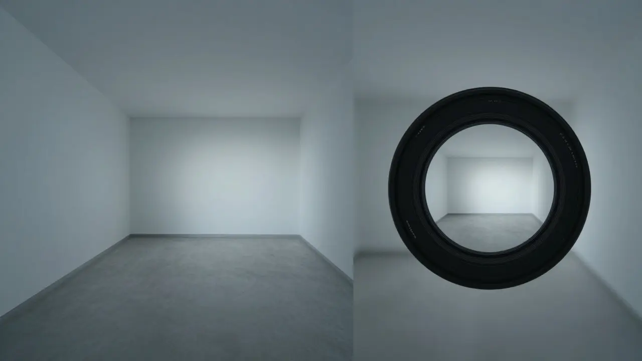 Conceptual illustration contrasting wide-angle distortion with standard lens geometry