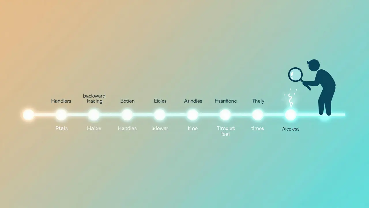 Conceptual timeline showing an auditor inspecting a data gap