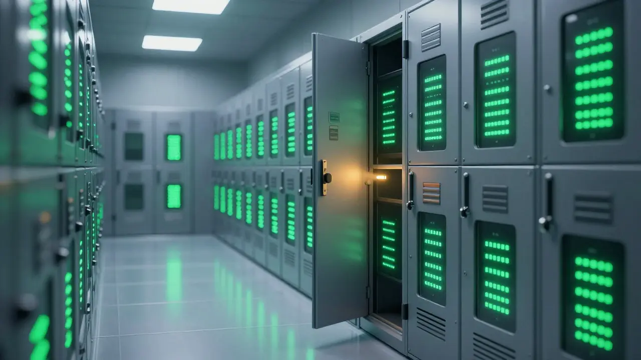 Digital evidence storage units with one alerting locker