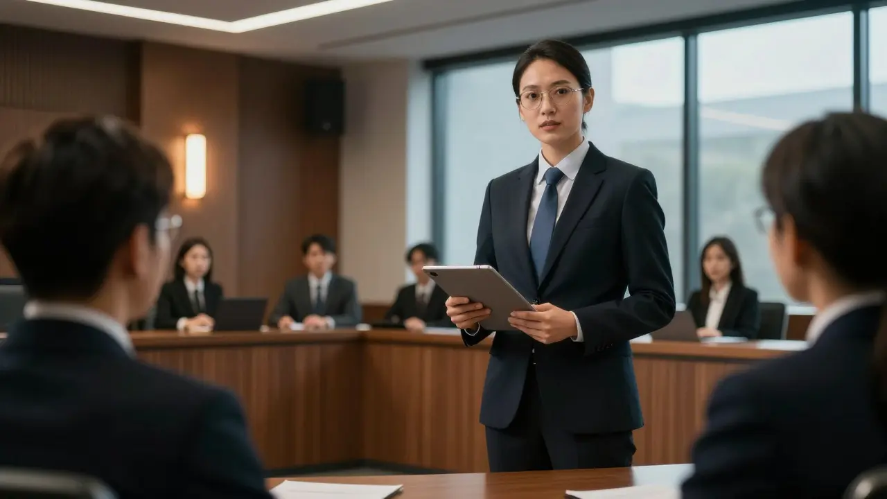 Expert witness presenting digital evidence in a courtroom