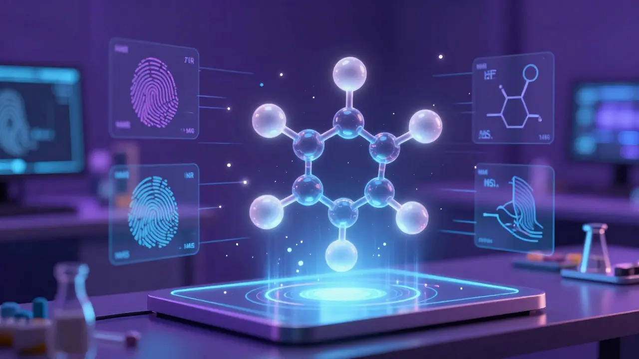Holographic molecule surrounded by multi-modal spectral data streams