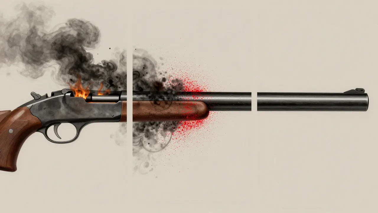 Illustration comparing contact, close-range, and distant gunshot wounds