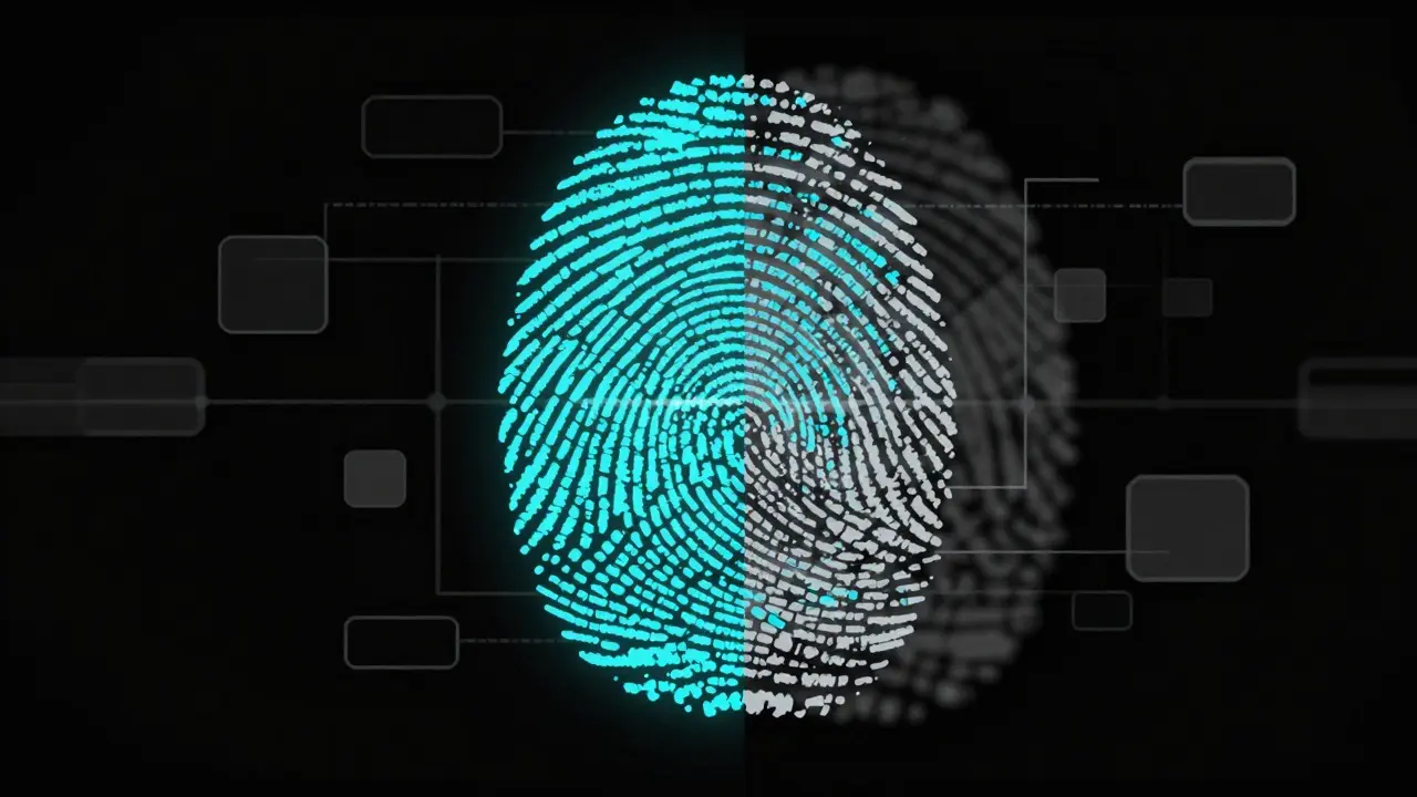 Illustration contrasting clear fingerprint minutiae with distorted, insufficient print details