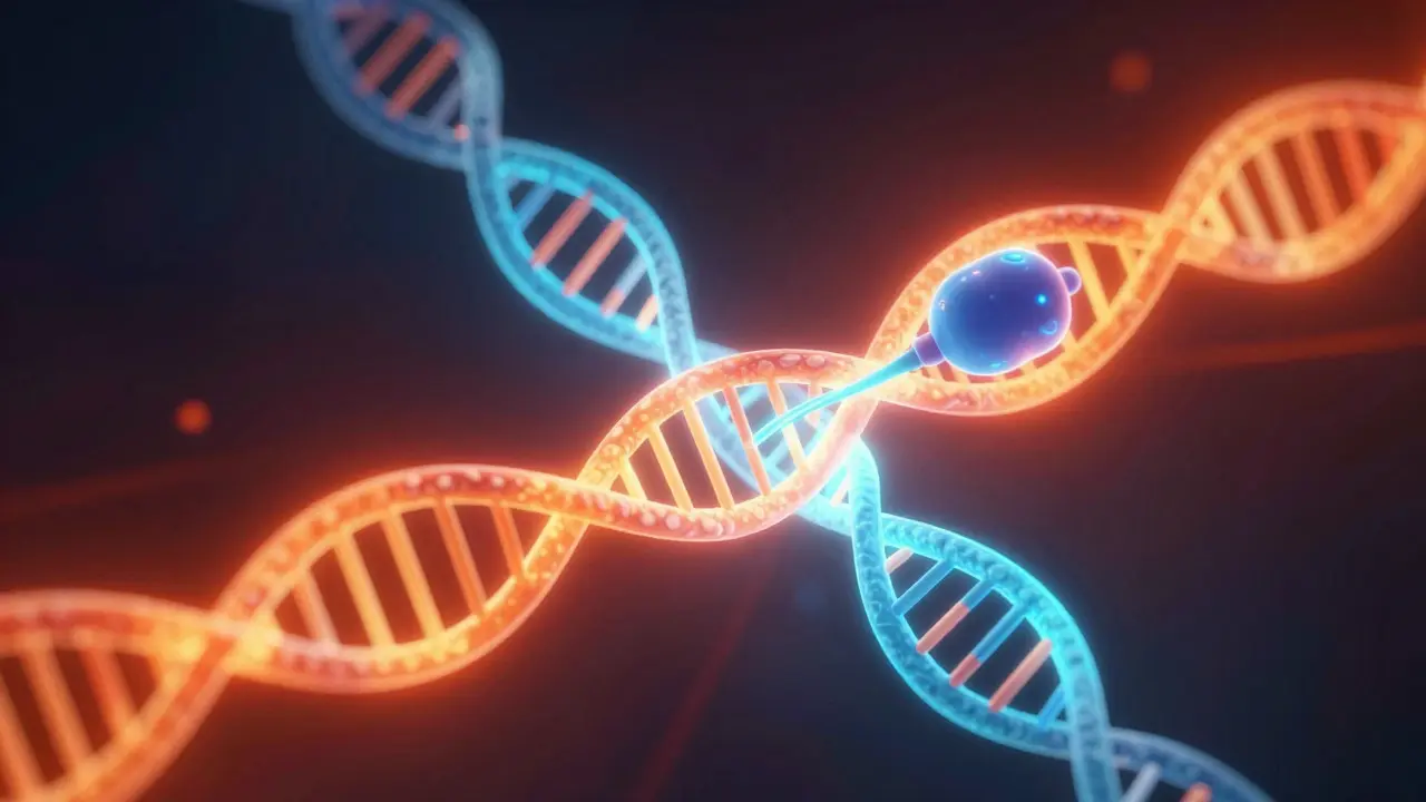 Illustration of DNA strands separating during PCR amplification