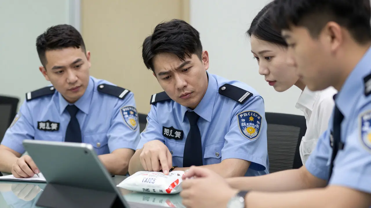 Investigators reviewing evidence during a team debrief