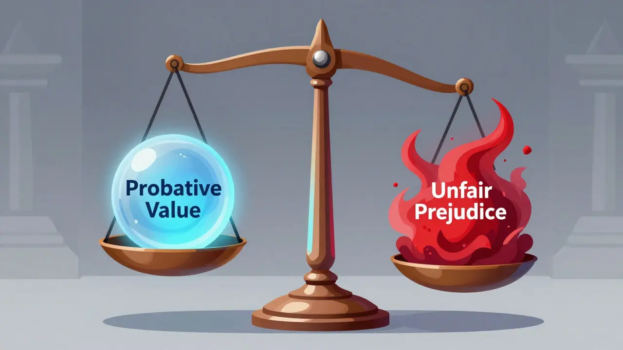 Scale balancing probative value against prejudice