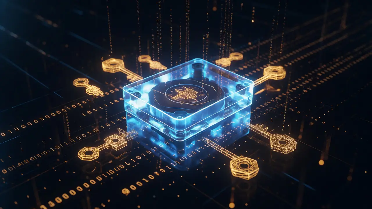 Abstract visualization of encrypted digital evidence and security keys