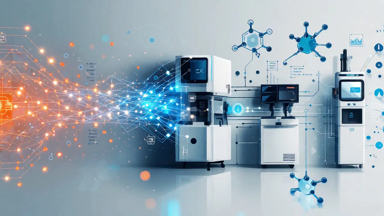 Abstract visualization of poison control data flowing to forensic labs